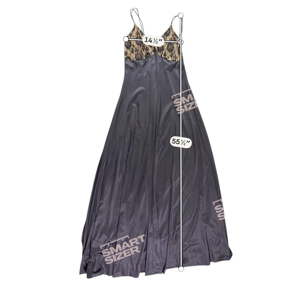 Vintage 50s LeVoy's Nightgown Small Black Lace Maxi Slip Dress Nylon Lingerie - Picture 6 of 6
